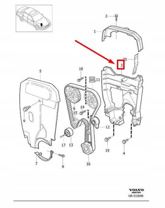 VOLVO C70 MK1 INFÉRIEURE ARRIÈRE PLAQUE NOSNA PROTECTION COURROIE DISTRIBUTION 9135040