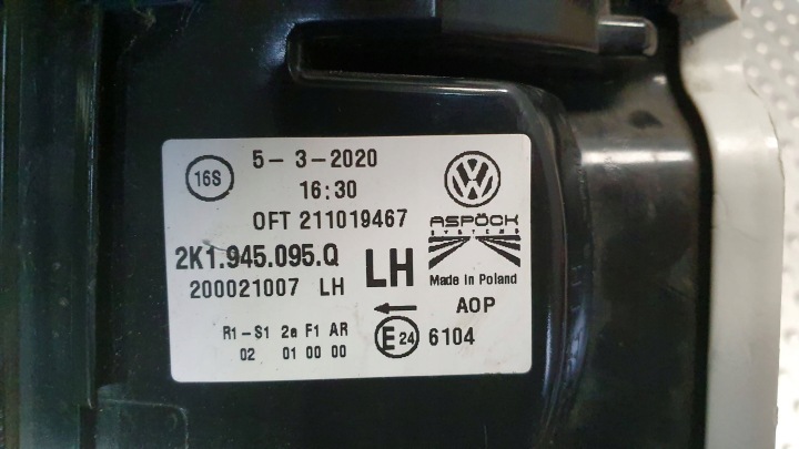 PHARE ARRIÈRE GAUCHE 2K1945095Q VW CADDY III 15-
