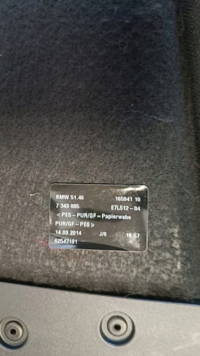 BMW 5 GT F07 ÉTAGÈRES COUVERCLES DE COFFRE 7343005 8057059