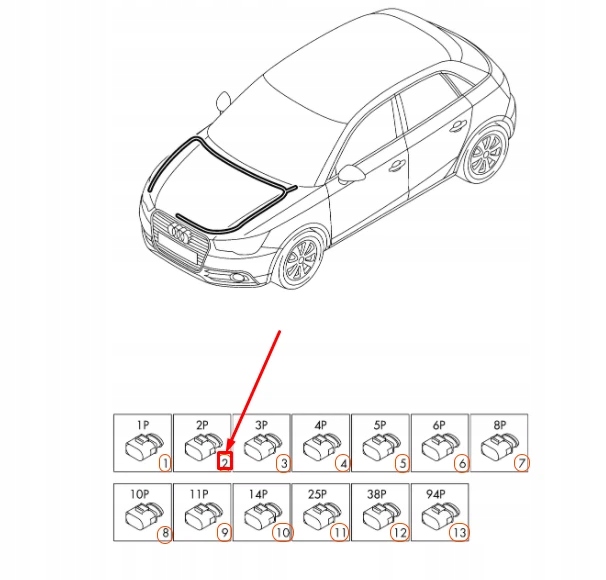 AUDI A1 8X CHÂSSIS STYKU PLAT 2 BROCHES NOIRE 8E0973202