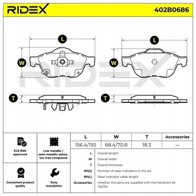 PLAQUETTES FREIN RIDEX 402B0686