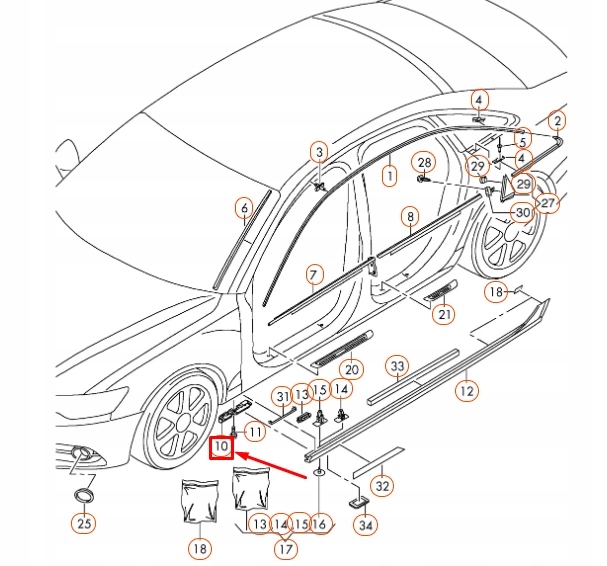 AUDI A6 C7 POIGNÉE GAUCHE SEUIL AVANT 4G0853921B
