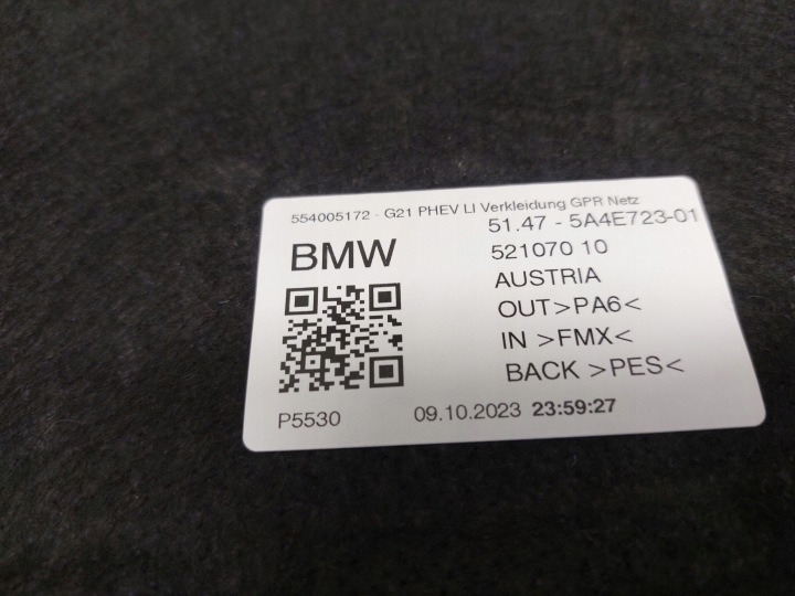 COLLECTEUR COUVERCLES DE COFFRE ARRIÈRE CÔTÉ GAUCHE BMW 3 G20 G21 5A4E723