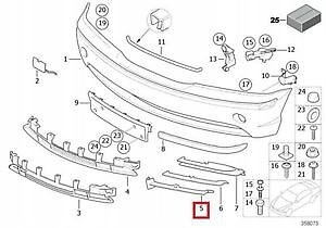 BMW 3 E46 AVANT PARE-CHOCS RIGHT LOWER GRILLE TITAN 51117016512 7016512