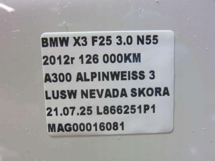 BMW X3 F25 X4 F26 A300 300 ALPINWEISS 3 BLANC AILE DROIT AVANT AVANT