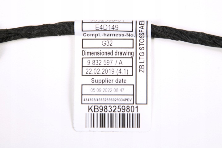 BMW 6 G32 LCI FAISCEAU DE CÂBLES PARE-CHOCS AVANT 9832598