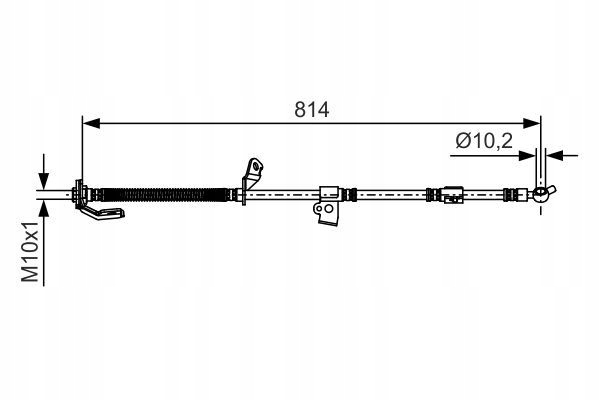 FIL DE FREIN FLEXIBLE AVANT GAUCHE (DL. 814MM,SR. 10,2MM, M10X1) CONVIENT D