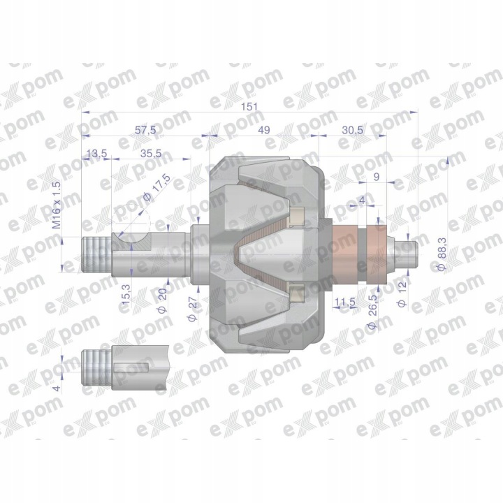 ROTOR ALTERNATEUR 9515672EX C-385 NEUF TYPE EXPOM KWIDZYN EUROPE