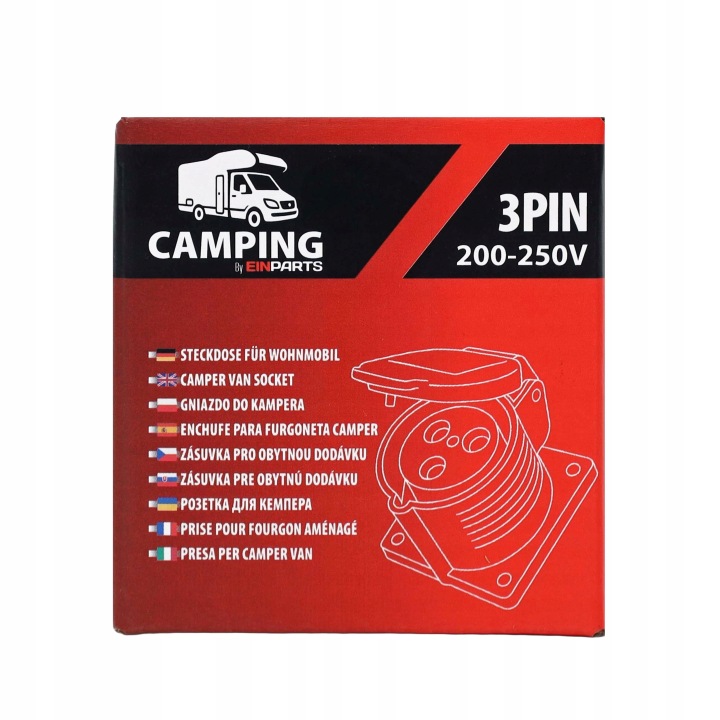 PRISE CEE 16A 3 GOUPILLE (2P+E) 230V VERS CAMPING-CAR REMORQUES LODZI IP44 62,5 MM