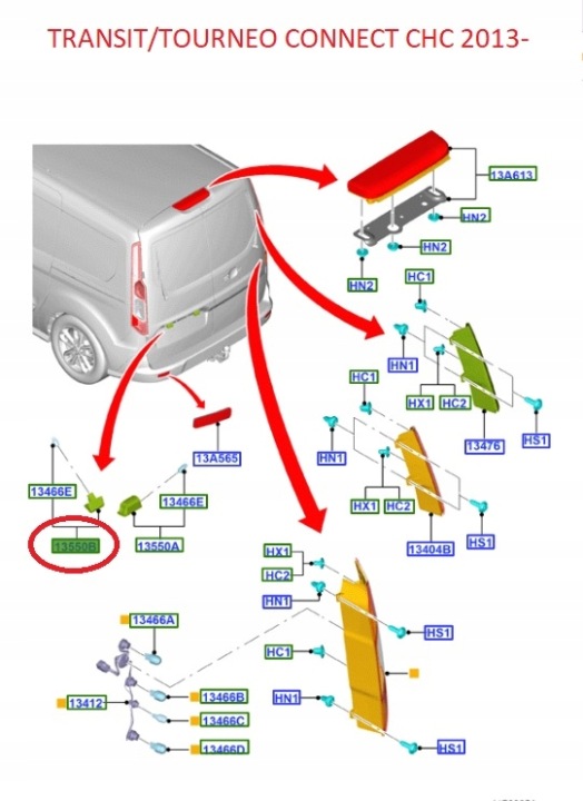 LANTERNE NUMÉROS REJESTR FORD TOURNEO CONNECT