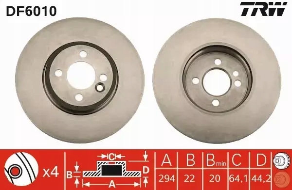 TRW TARCZE+KLOCKI AVANT MINI R50 R2 R55 R56 R57 R58 294MM