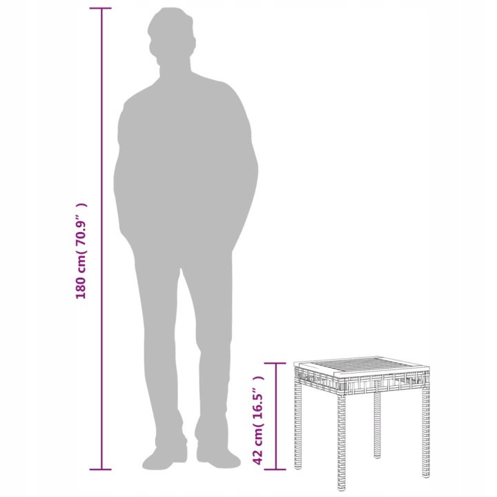 TABLE OGRODOWY, MIESZANY SANS 38X38X42 CM, POLIRATTAN I AKACJA