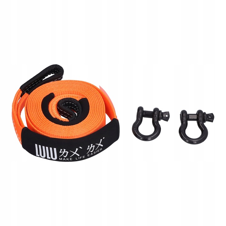 CABLE HOLOWNICZA PAS GANCHO DE REMOLQUE LINA PARA AUTO 5M 5T COLOR NARANJA 