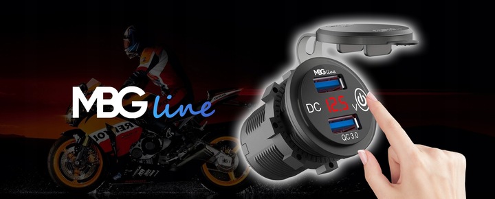 DISPOSITIVO DE CARGA MOTOCICLETA 2XUSB QC3.0 VOLTÍMETRO BOTÓN 