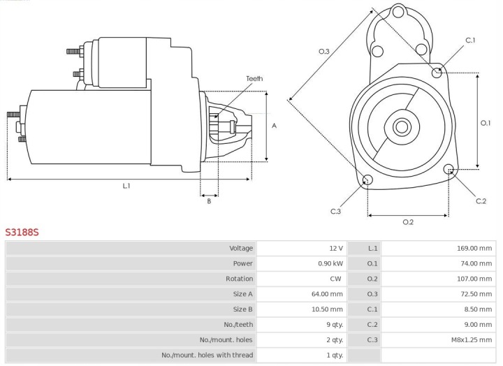 DÉMARREUR AS-PL S3188S