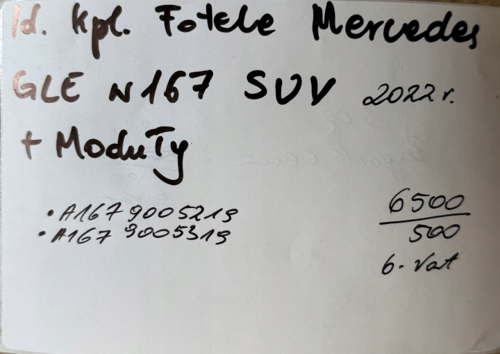 SIÈGES JEU CHAUFFAGE MERCEDES GLE W167 SUV 2022R. MODULES 1