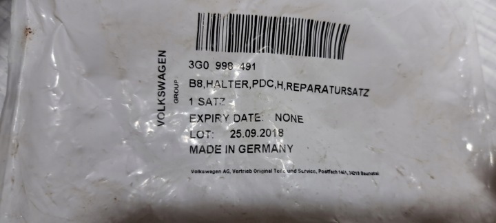 VW PASSAT B8 POIGNÉE CAPTEUR STATIONNEMENT PDC PARE-CHOCS AVANT 3G5919492A