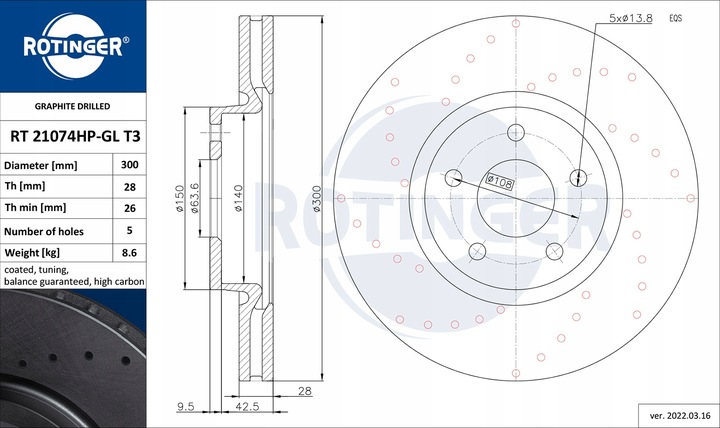 DISCOS ROTINGER RT 21074HP-GL T3 