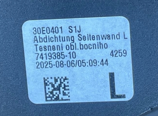 BMW 3 G20 G21 18- JOINT D'ÉTANCHÉITÉ SCIANKI LATÉRALE CAPOTS GAUCHE 7419385