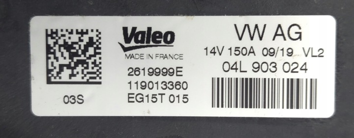 ALTERNATEUR AUDI VW SKODA 14V 150A 04L903024