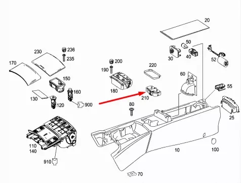 MERCEDES-BENZ S-CLASS W221 AVANT CUP HOLDER A2216801991 2008