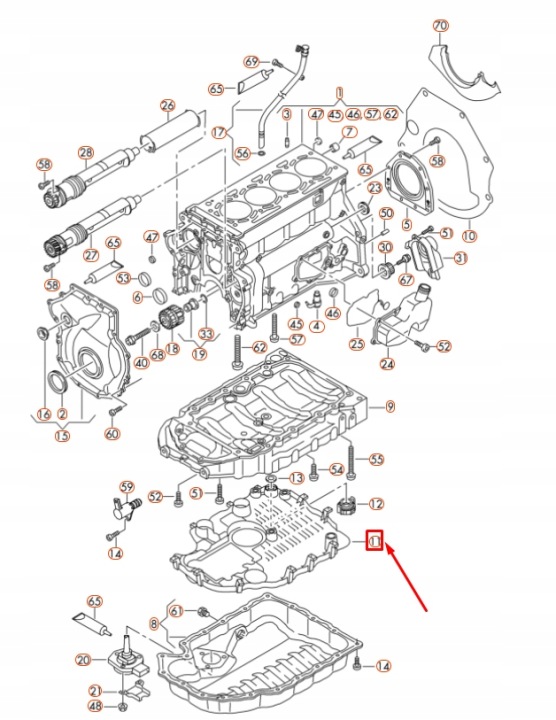 AUDI A4 B8 SEMELLE CUVETTES HUILEUSE 06H103138E ORIGINALE