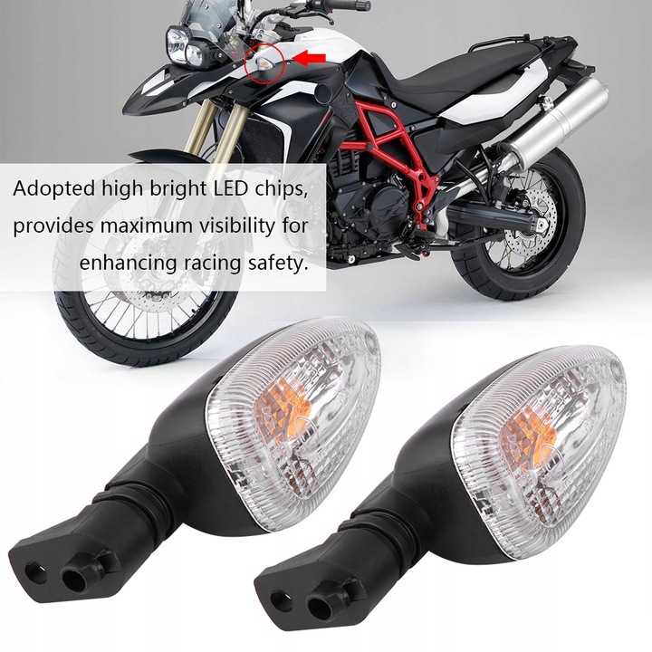 2 PIEZAS LUZ DIRECCIONAL MOTOCYKLA BMW F800 PRZEZROCZYST 