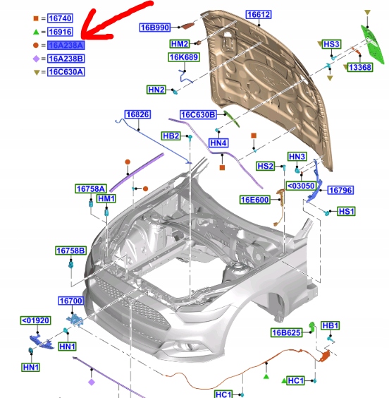 SANDARIKLIS VARIKLIŲ DANGČIAI SPARNO FORD MUSTANG MK6 2017- OE nuotrauka 4