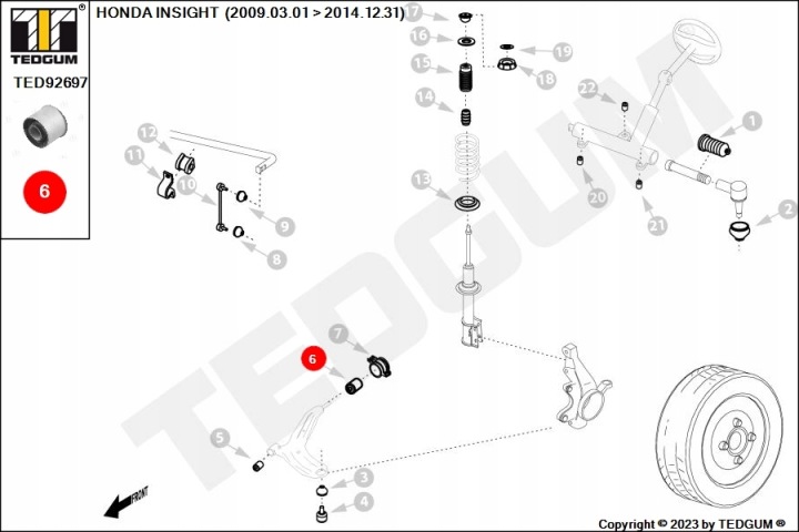 TEDGUM MANCHON WAH. HONDA DROIT INSIGHT/CITY 08-13 LE/