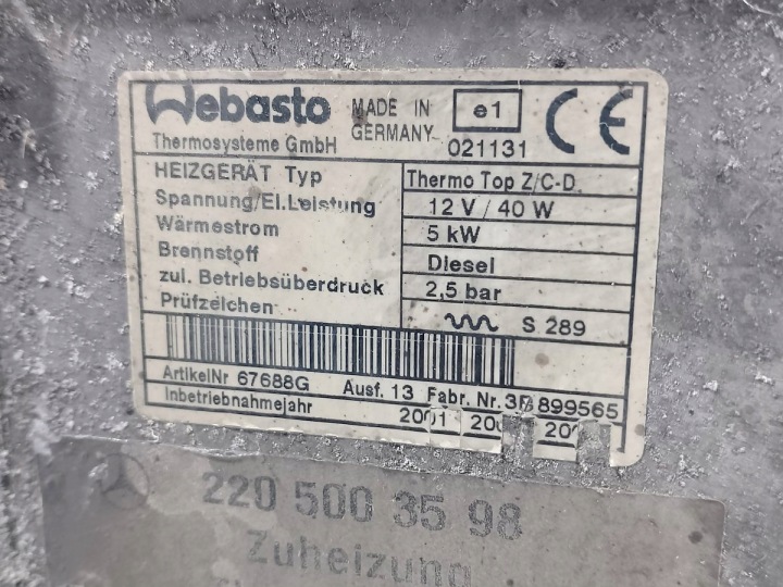 CHAUFFAGE DE STATIONNEMENT WEBASTO MERCEDES-BENZ W220 2205003598 3.2 CDI
