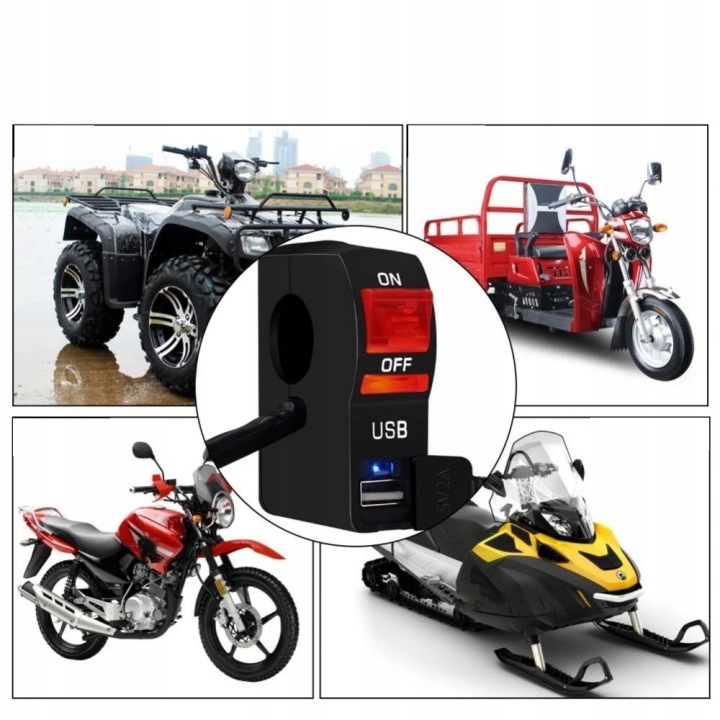 COMMUTATEUR COMMUTATEUR INTERRUPTEUR SUR DIRECTION MOTOCYCLETTE CHARGEUR LED USB 2A