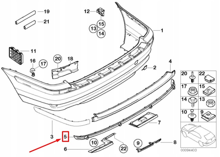 POIGNÉE ARRIÈRE CAPTEUR STATIONNEMENT BMW 3 E46 8227570 51128227570