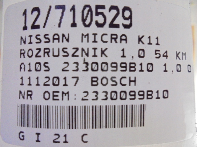 NISSAN MICRA K11 DÉMARREUR 2330099B10 1,0 001112017