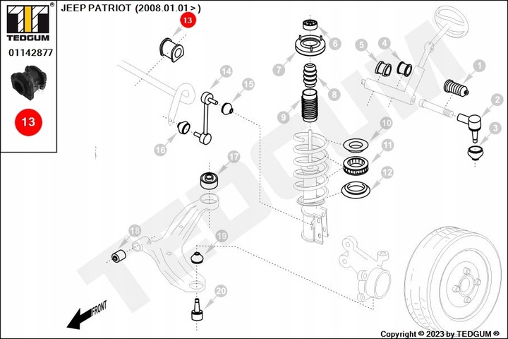 GOMA ESTABILIZADOR PARTE DELANTERA WEW DODGE JEEP COMPASS PATRIOT 