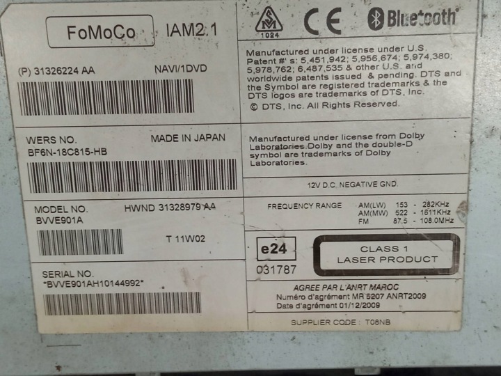 RADIO NAVIGATION TEXTILE BF6N18C815HB VOLVO V60 I (2010-