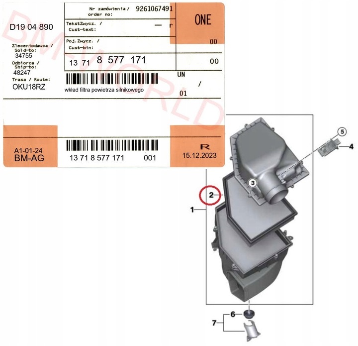 NUEVO ORIGINAL CON BMW CON FILTRO AIRE BMW X3 X4 G30 CON ASO 13718577171 