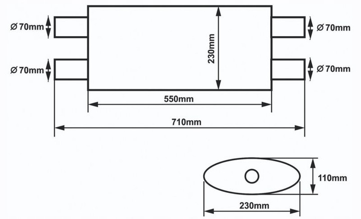 SILENCIADOR CENTRAL PASANTE 2,75' 70MM X PIPE SLIDE 