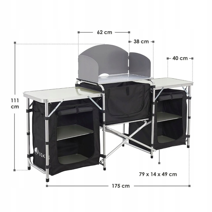 KUCHNIA TOURISTIQUE DE CAMPING NOIRE PLIANTE MOBILE CASIER GARDA