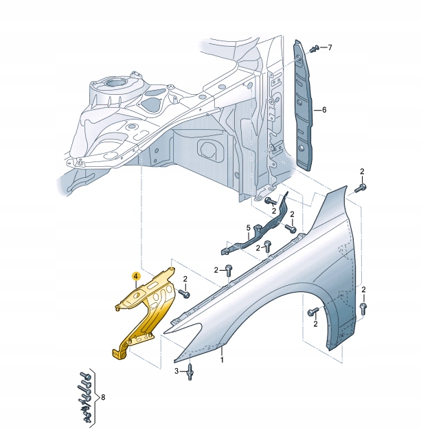 AUDI OE 4K8821131B SUPPORT SUPPORT GARDE-BOUE