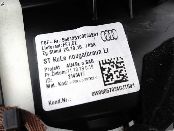 AUDI A5 8W6 F5 A4 8W0 B9 15- PROTECTION COLLECTEUR GARNITURE ARRIÈRE BANQUETTES ARRIÈRE GAUCHE JT5