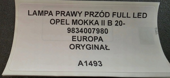 PHARE DROIT AVANT COMPLET LED OPEL MOKKA II B 20- ORIGINAL 9834007980
