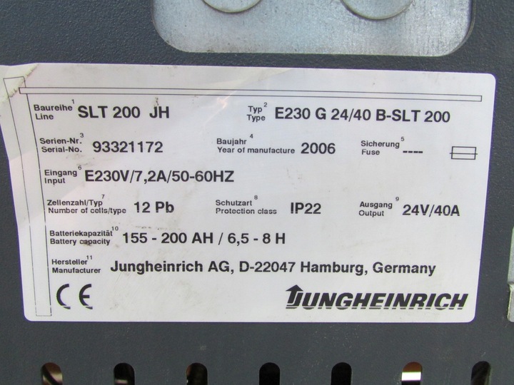 DISPOSITIVO DE CARGA PARA BASTIDOR JUNGHEINRICH SLT 200 E230 40A 