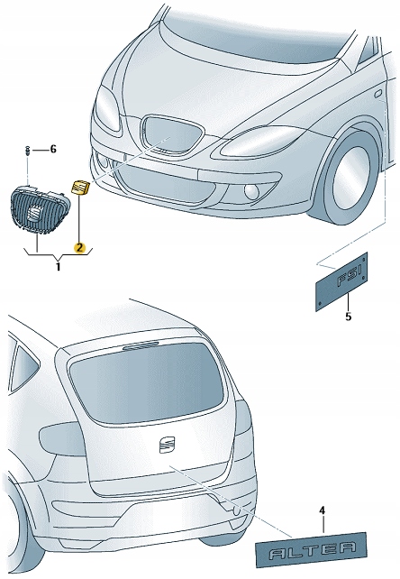 EMBLEMA DELANTERO SEAT ALTEA LEON II TOLEDO II 