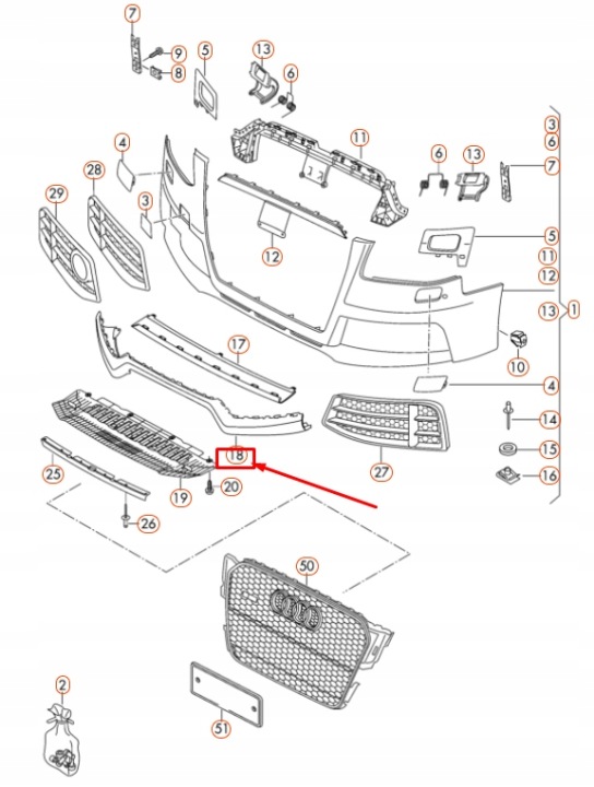 AUDI RS5 SPORTBACK 8T8 SPOILER AVANT INFÉRIEUR PARE-CHOCS 8T0807110GRU