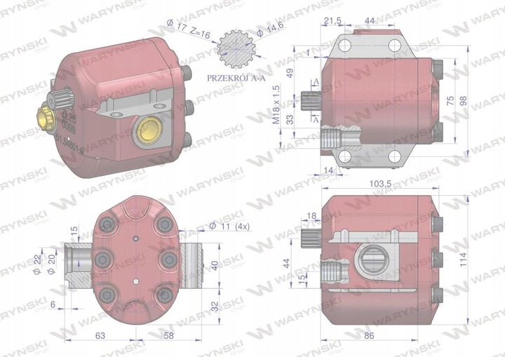 W-46546310W BOMBA HIDRÁULICA PODNOS. C-360 39L/MIN WARYNSKI 