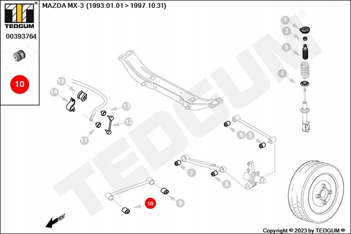 TEDGUM 00393764 BUSHING DRIVE SHAFT WZDLUZNEGO MAZDA 