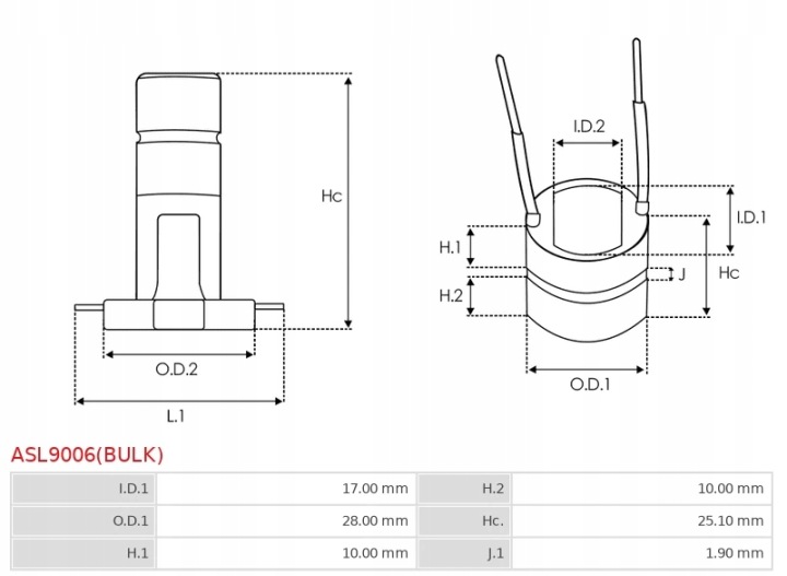 AS-PL BAGUE COMMUTATEUR ALTERNATEUR ASL9006