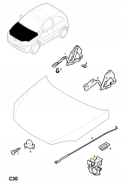 SOPORTE REMACHE DE CAPO OPEL CORSA C MERIVA A TIGRA B 