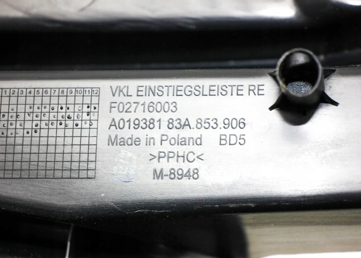 ARRIÈRE DROITE MOULURE DÉCORATIVE SEUIL AUDI Q3 (F3) 83A853906 32764729 2.0L 169KW
