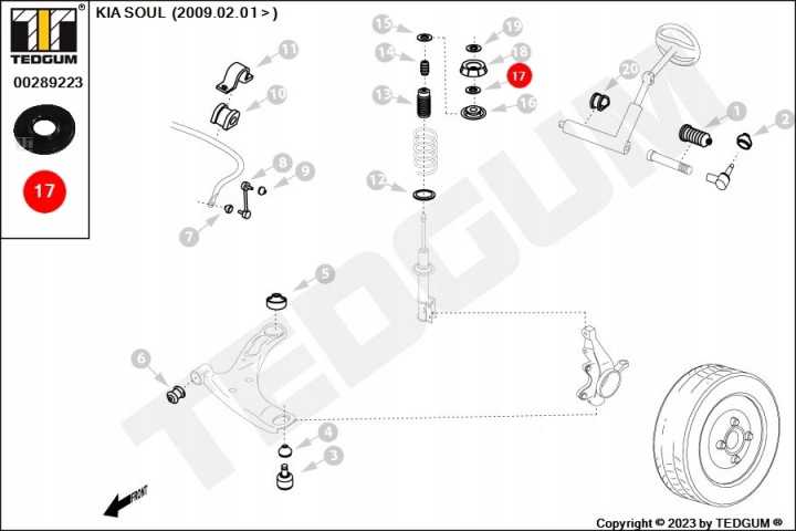 TED-GUM 00289223 ROULEMENT COUSSINS AMORTISSEUR HYUNDAI I10/I20 1,1-1,6 07-